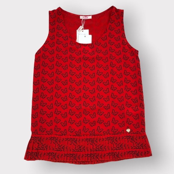 BLUGIRL FOLIES, Tank Top, Pleated Bottom, Butterfly Pattern, Size 6 - Picture 3 of 13